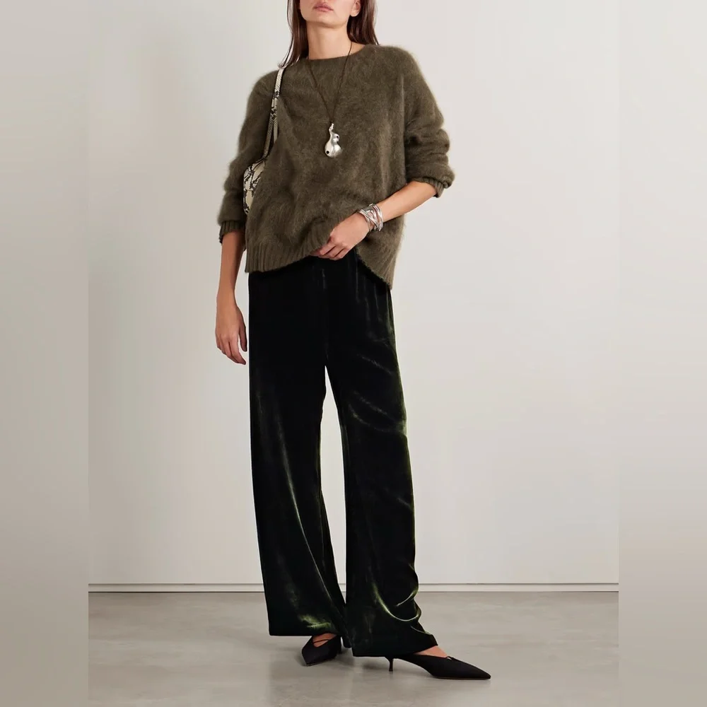 La Ligne Sabine Velvet Wide-Leg Pants - Picture 1 of 9